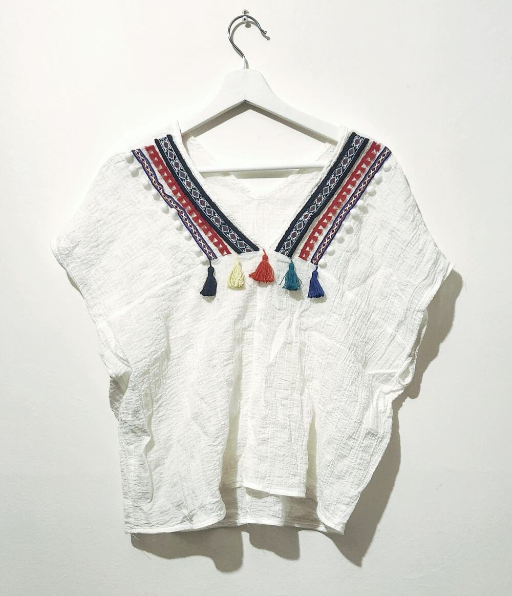 BOHEMIAN EMBROIDERED TASSEL BEACH TOP